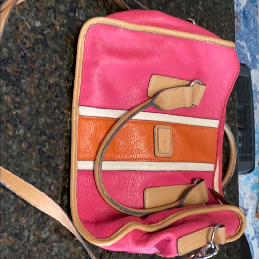 Etienne Aigner Pink Orange and Tan Handbag
